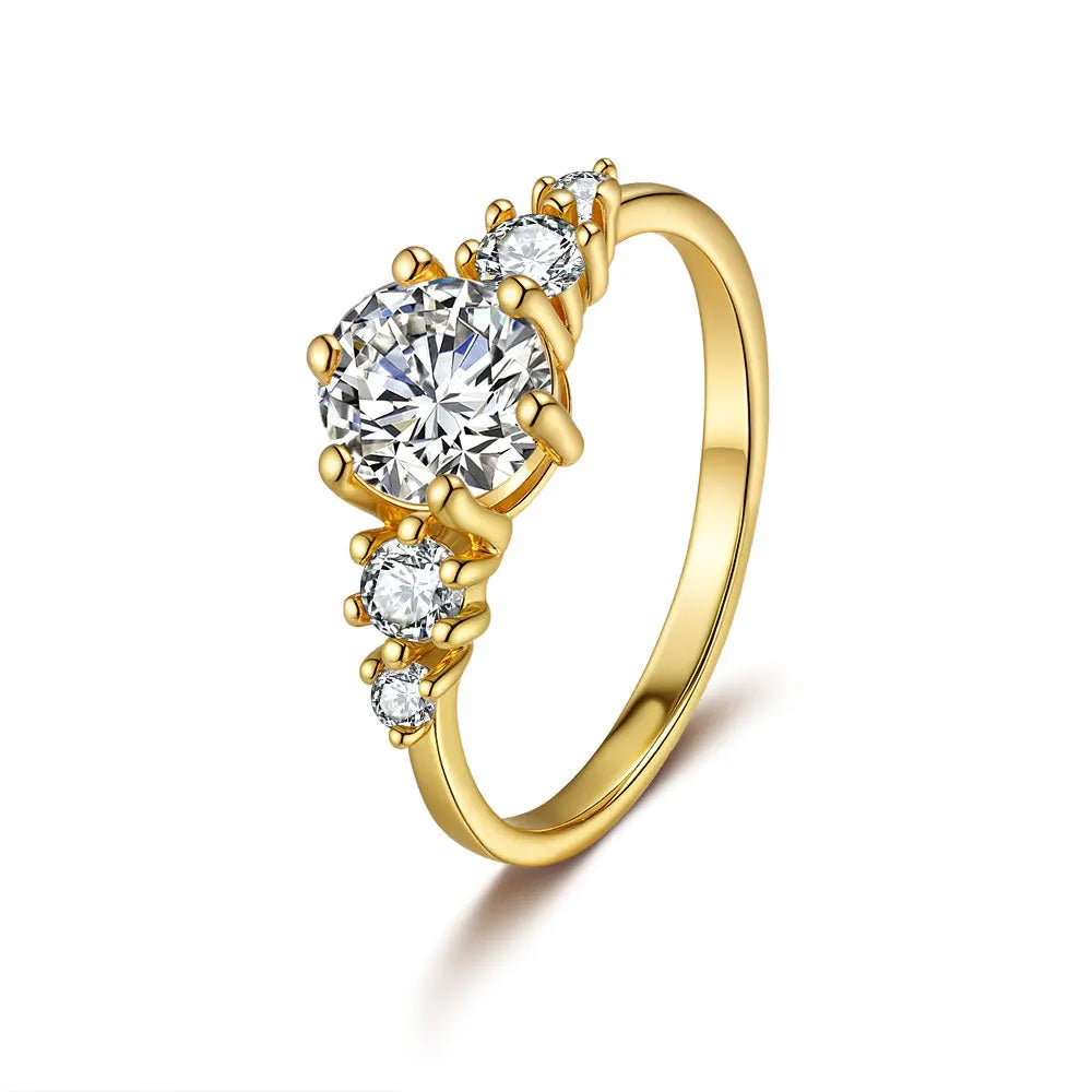 French light luxury 24K real gold ring